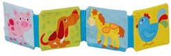 Goki livre bébé animaux bruissant avec hochet et pouet - livre tissu bébé
