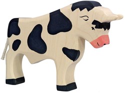 Holztiger taureau en bois noir - figurine jouet durable