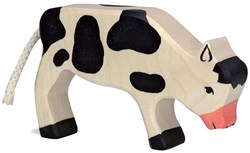 Holztiger veau en bois noir jouet figurine durable pâturage