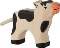 Holztiger veau en bois noir - figurine de jeu durable faite main