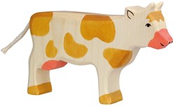 Holztiger vache en bois marron - figurine artisanale pour enfants