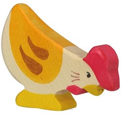 Holztiger figurine poule en bois animal de ferme bois FSC