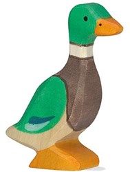 Holztiger figurine canard mâle en bois naturel pour enfants
