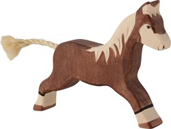 Holztiger cheval en bois figurine de jeu marron foncé courant