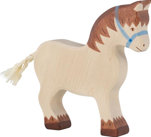 Holztiger cheval de trait en bois - jouet durable cheval