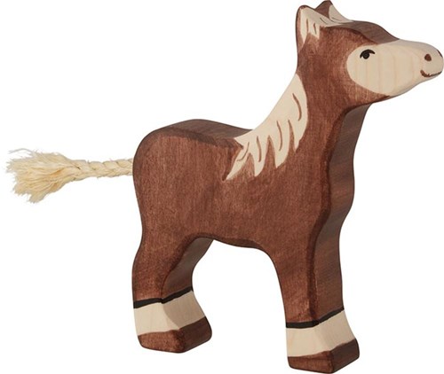 Holztiger figurine poulain en bois marron jouet durable