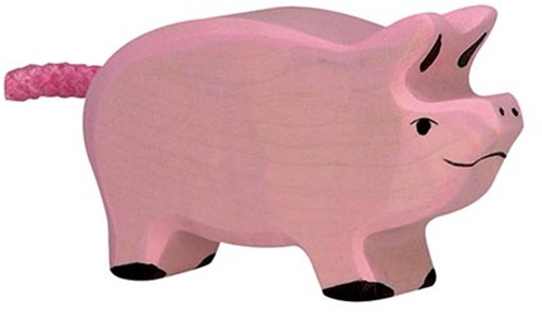 Holztiger porcelet en bois - figurine jouet animal de ferme
