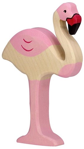 Holztiger figurine flamant rose en bois - jouet fait main et sûr
