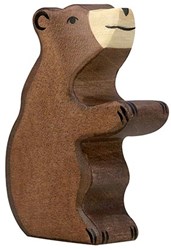 Holztiger figurine en bois ours brun assis - jouet durable