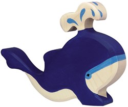 Holztiger figurine baleine en bois - bleu - fait main - grand jouet