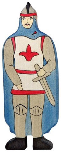 Holztiger chevalier figurine en bois bleue jouet FSC