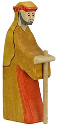 Holztiger berger en bois avec bâton - figurine de Noël artisanale jouet