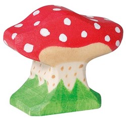 Holztiger champignon en bois figurine de jeu rouge blanc forêt