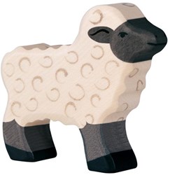 Holztiger agneau noir en bois figurine de jeu FSC jouet ouvert