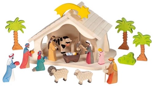 Holztiger crèche de ferme en bois - jouet éducatif pour enfants-2
