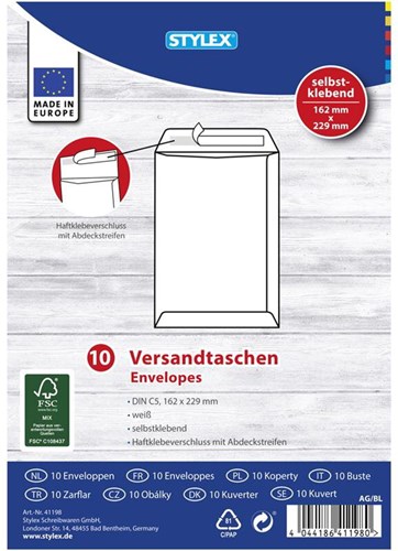 10 enveloppes C5 162x229mm 41198