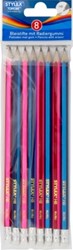 Stylex 8 crayons graphite HB avec gomme dans un sachet 4202