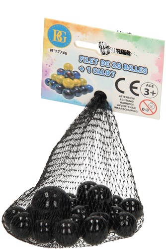 Set de billes en verre jouet 20 pièces avec grosse bille