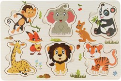 Puzzle à boutons en bois puzzle formes FSC bois 6 pièces multicolore