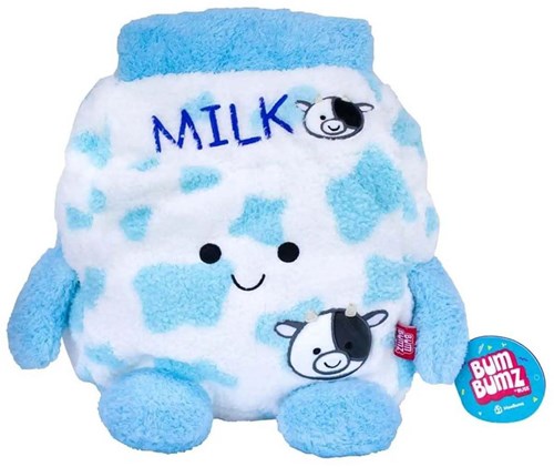BumBumz peluche brique de lait - jouet en peluche bleu 30 cm effet pouf