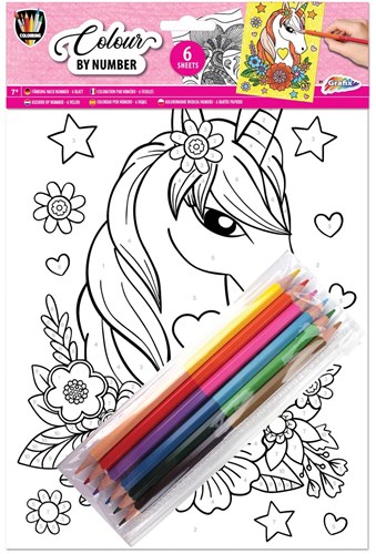 Grafix coloriage par numéro set licorne - pages à colorier A4