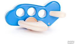 Bajo avion en bois bleu - jouet avion durable