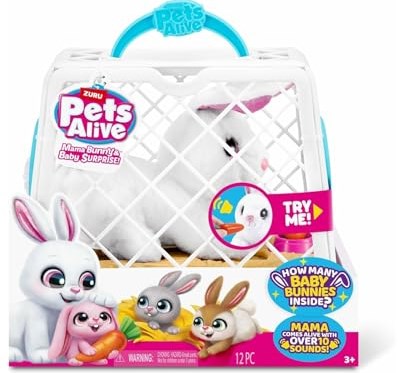 Pets Alive maman et bébé lapin cage jouet lapin interactif-2
