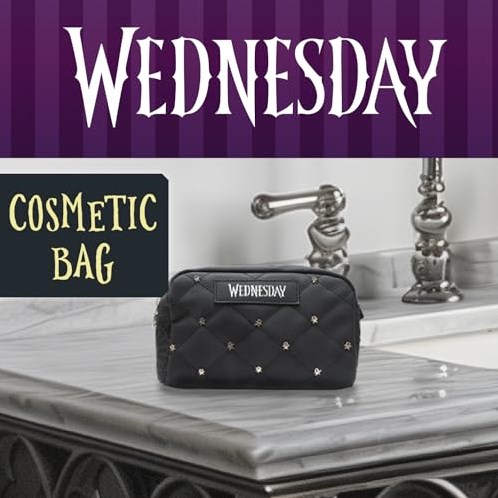 Blue Sky Studios trousse Wednesday - pochette cosmétique matelassée noire-2