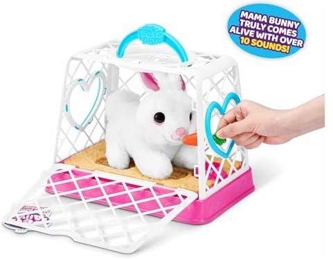 Pets Alive maman et bébé lapin cage jouet lapin interactif-3