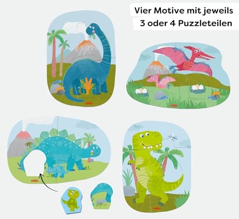 Haba jouet puzzle - Dinosaures, 4 premiers puzzles pour enfants-2