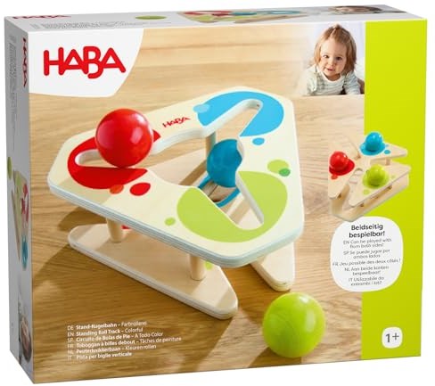 Haba circuit à billes bébé - jouet piste en bois colorée