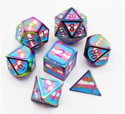 Foam Brain Games dés métalliques drapeau fierté transgenre - set RPG