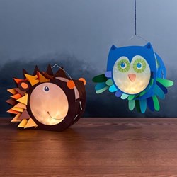 Haba kit créative lanternes hibou et hérisson - fabrication de lampions