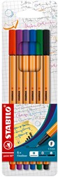 Stabilo feutre fin point 88 étui 6 couleurs - set écriture et dessin