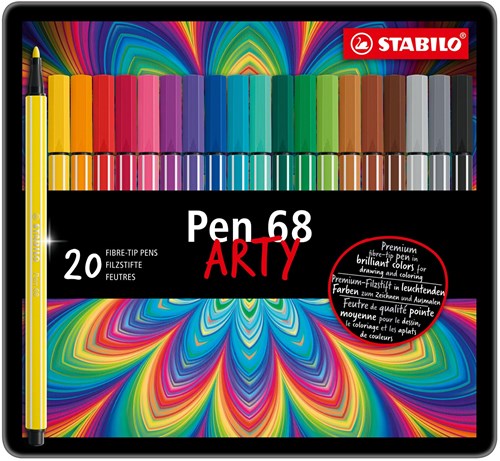 STABILO feutres Pen 68 - Boîte métal 20 couleurs - Qualité premium