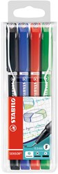 STABILO Fineliner Sensor 0,3 mm - Lot de 4 Stylos Couleurs