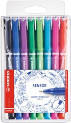 STABILO Fineliner 0,3 mm set - 8 couleurs - SENSOR confort d'écriture