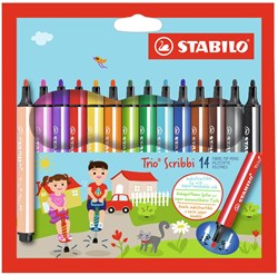 Stabilo Trio Scribbi feutre ergonomique - set de 14 couleurs - pointe incassable
