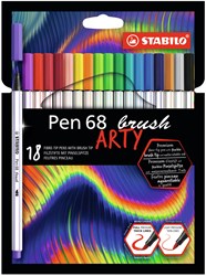 Stabilo feutre pinceau premium ARTY étui avec 18 couleurs brush