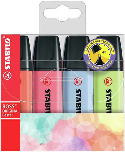 STABILO BOSS ORIGINAL Pastel - Markeerstift - Set 4 Stuks