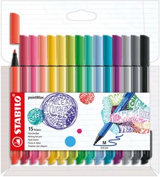 Stabilo set de feutres - pointMax pointe dure étui 15 couleurs