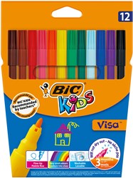 BIC Kids feutres de coloriage Visa - 12 couleurs - Pointe fine - Lavables