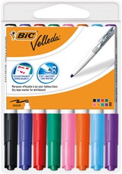 BIC Marqueurs pour tableau blanc Velleda - Set de 8 couleurs pour tableau blanc