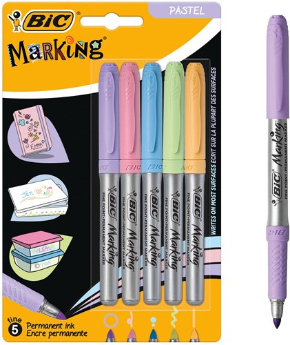 BIC Feutres Permanents Pastel - 5 pièces - Dessin Créatif-2