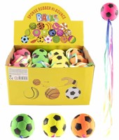 Kidsfun balle en caoutchouc jouet avec ruban - plaisir de rebond coloré pour enfants