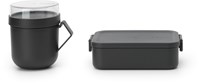 Brabantia set déjeuner boîte à lunch et mug à soupe Dark Grey plastique 2 pièces