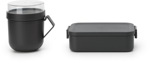Brabantia set déjeuner boîte à lunch et mug à soupe Dark Grey plastique 2 pièces