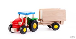 Bajo jouet tracteur en bois - tracteur avec remorque amovible