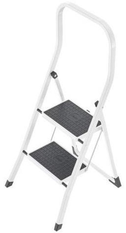 Hailo K45 Keukentrap 2 Treden met Hoge Beugel Wit
