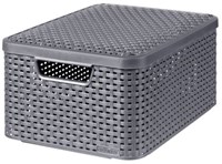 Curver panier de rangement plastique 18L avec couvercle anthracite - élégant et pratique